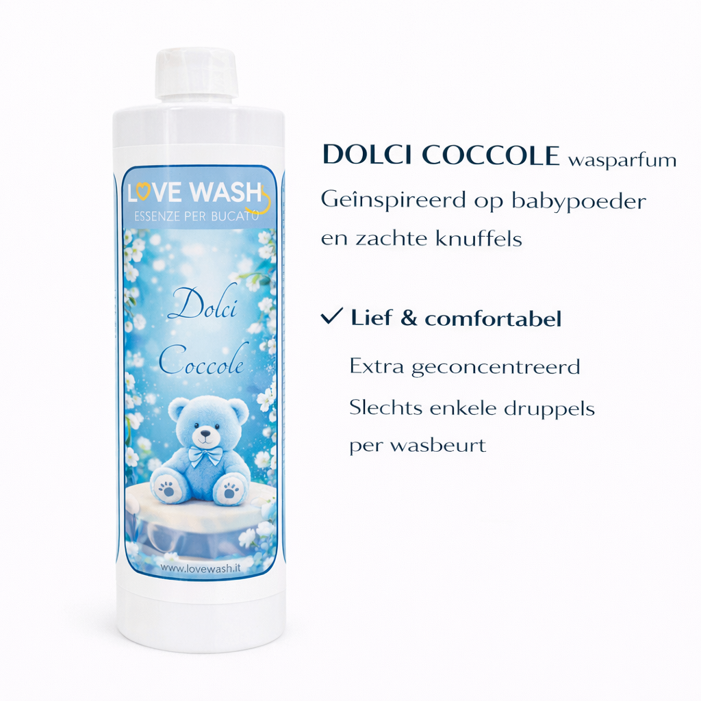 🌸 DOLCI COCCOLE wasparfum – Zachte knuffels van geur & frisheid