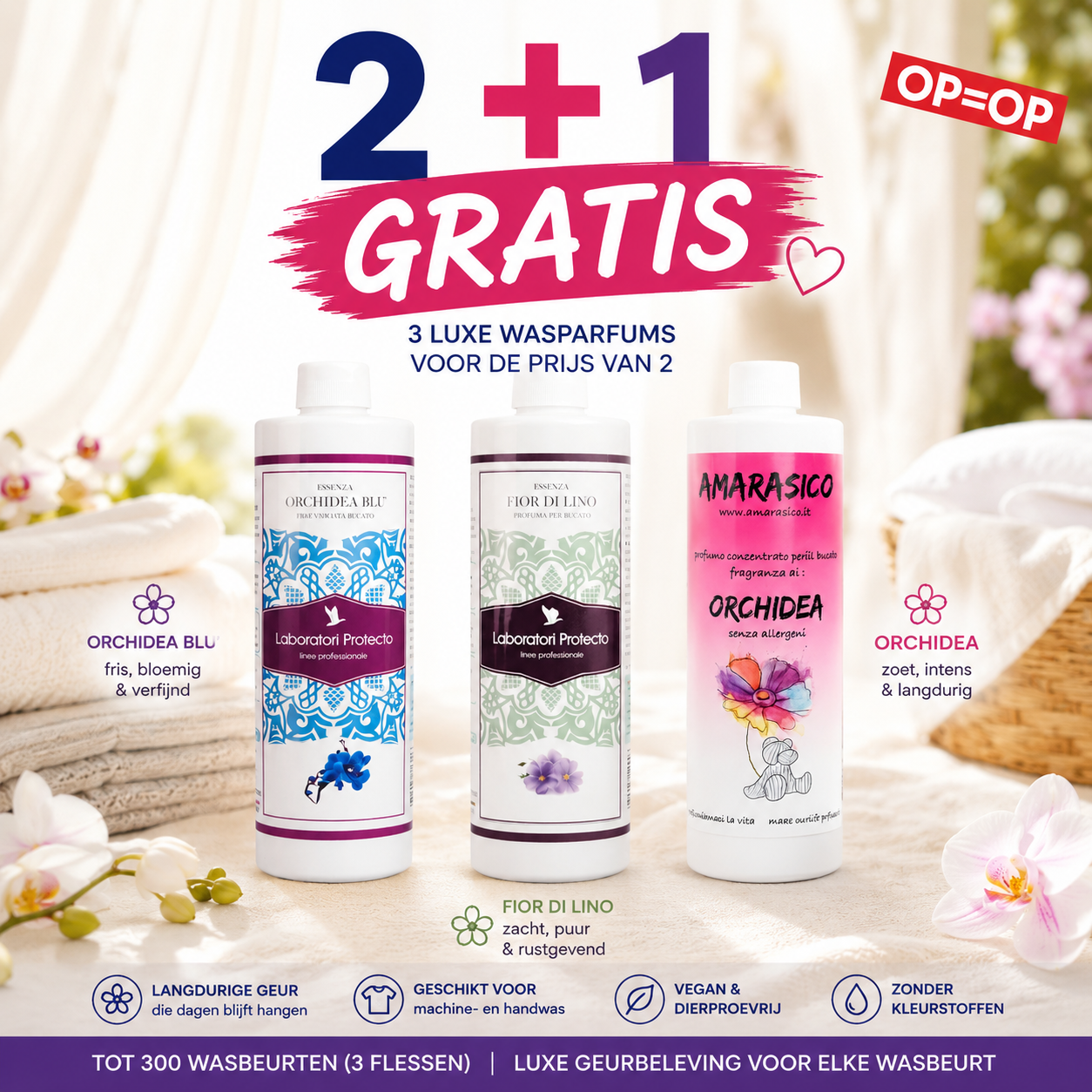🌸 Luxe Wasparfum Bundel – 2+1 Gratis Orchidea Blu • Fior di Lino • Orchidea
