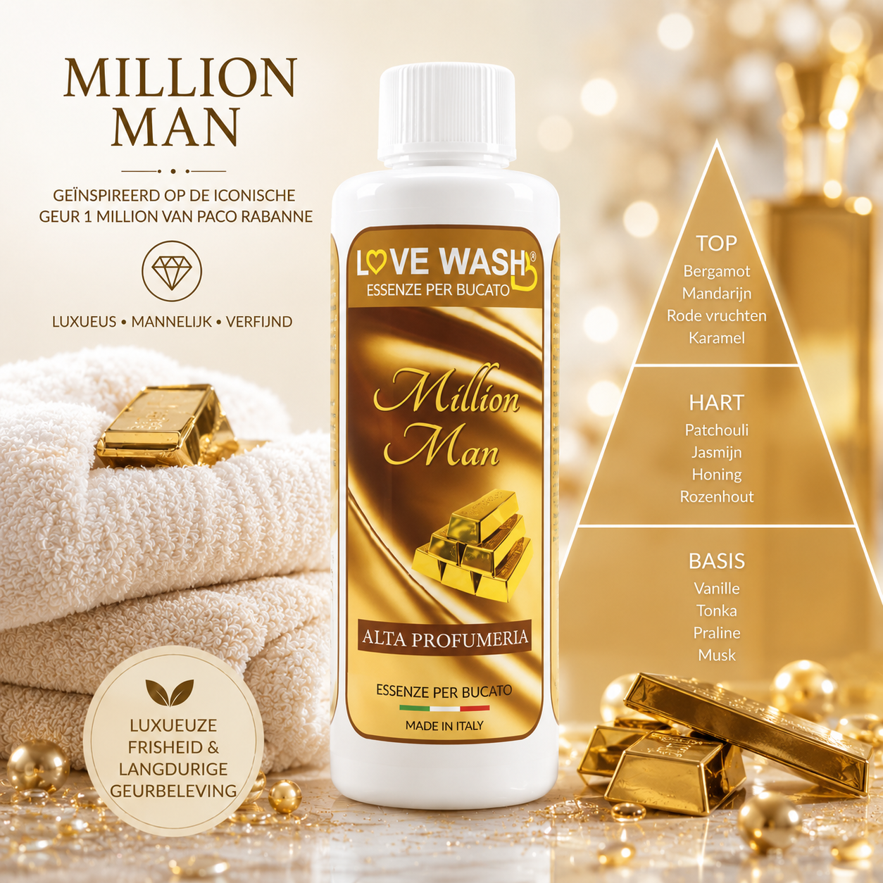 MILLION MAN wasparfum – geïnspireerd op 1 Million van Paco Rabanne – wasparfum afbeelding 1