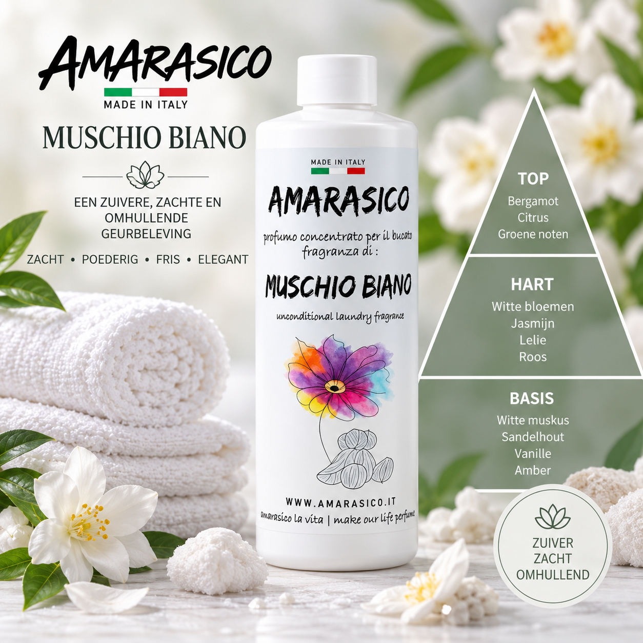 🤍 MUSCHIO BIANCO wasparfum – Zacht, clean en elegant muskusaroma